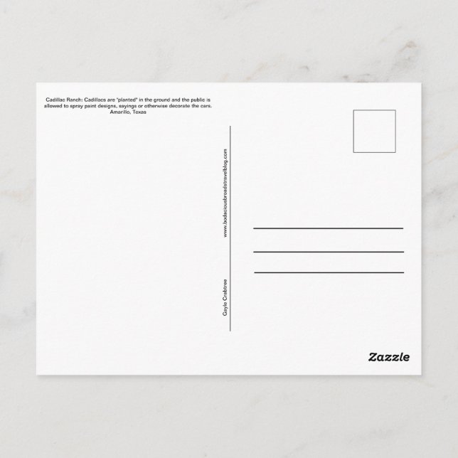 Carte postale Amarillo Texas Cadillac Ranch (Dos)