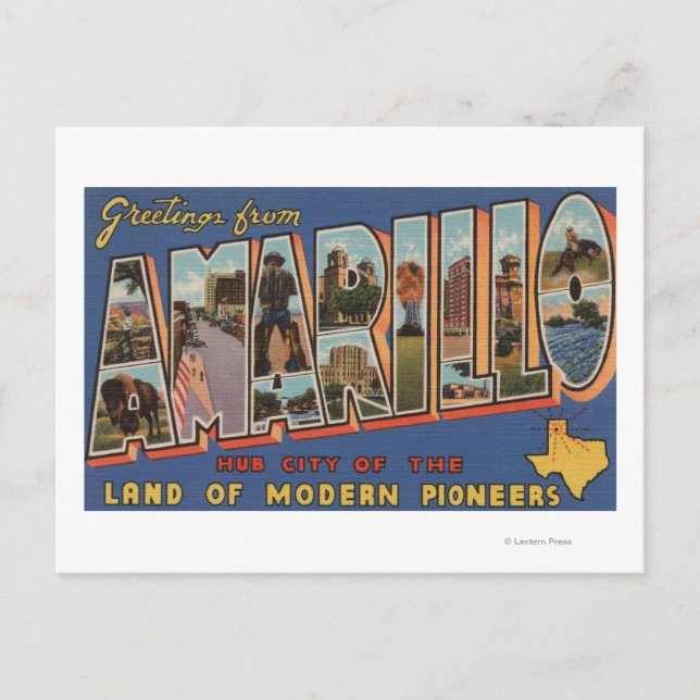 Carte Postale Amarillo, Texas - Scènes de grandes lettres (Devant)
