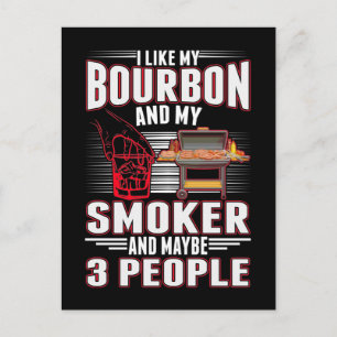 Carte Postale Amateur de bourbon sarcastique et amateur de BBQ D