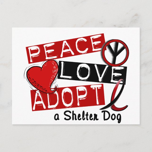 Carte Postale AMATEUR DE PAIX ADOPTER UN chien refuge (Devant)