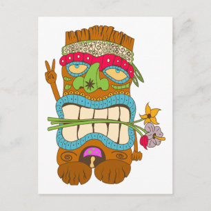 Carte Postale Amateur de paix, Fou Floral Tiki Hippie
