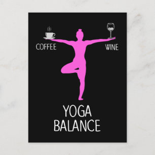Carte Postale Amateur de yoga, de vin et de café