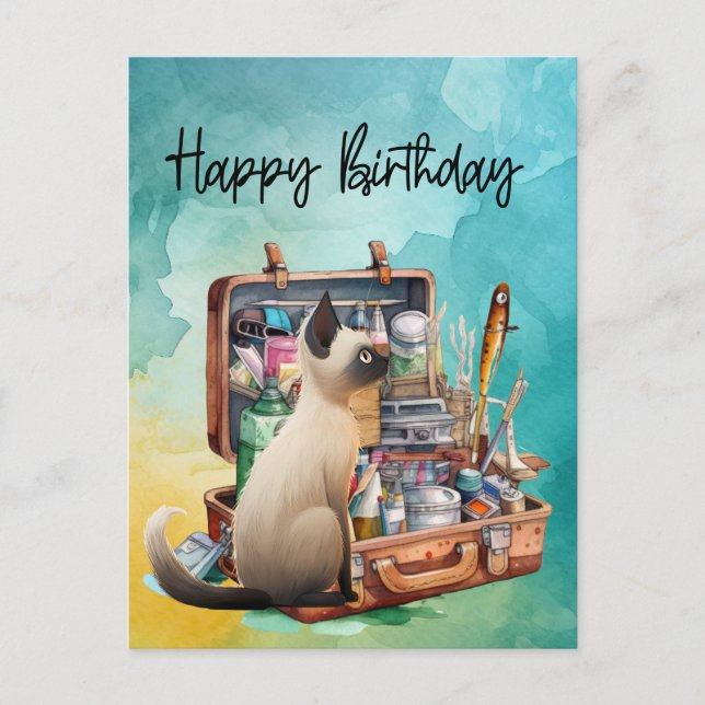 Carte Postale Amateurs de chats qui aiment la pêche pour anniver (Devant)