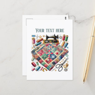Carte Postale Amateurs de couture mignonne ajouter du texte