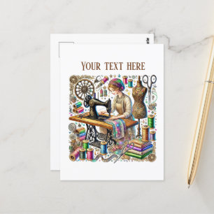 Carte Postale Amateurs de couture mignonne ajouter du texte