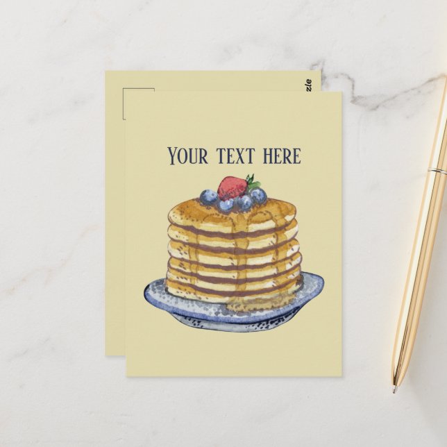 Carte Postale Amateurs de crêpes mignonnes ajouter du texte (Devant/Arrière en situation)