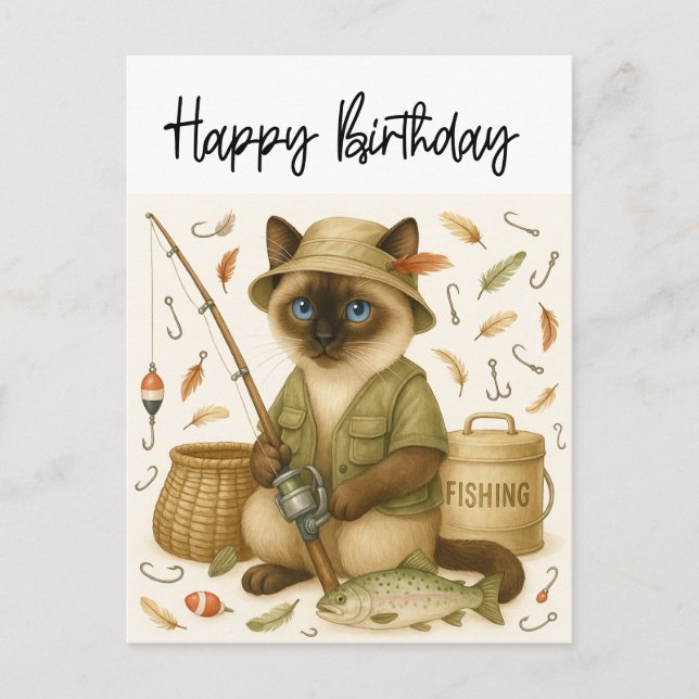 Carte Postale Amateurs de pêche anniversaire pêche (Devant)