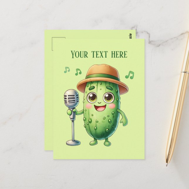 Carte Postale Amateurs de pickles amusants ajouter du texte (Devant/Arrière en situation)