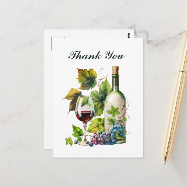 Carte Postale Amateurs de vin sympas ajoutent du texte (Devant/Arrière en situation)