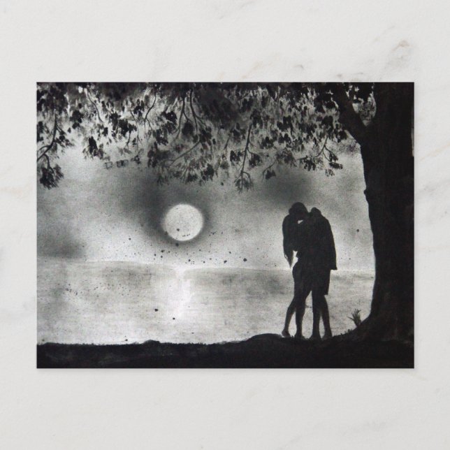 Carte Postale Amateurs S'embrasser sous l'arbre (Devant)
