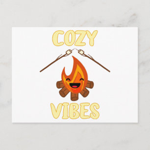 Carte Postale Ambiance cosy de feu de camp grillant des marshmal