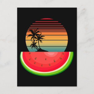 Carte Postale Ambiance estivale Coucher de soleil Pastèque 