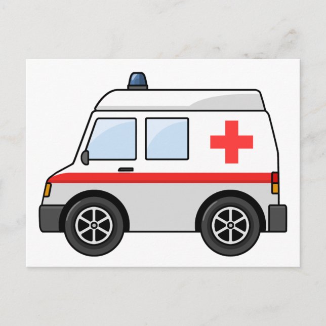 Carte Postale Ambulance de dessin en rouge et blanc (Devant)
