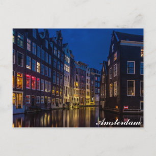 Carte Postale Aménagement nocturne des maisons du canal d'Amster
