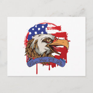 Carte Postale American Flag Bald Eagle Live Free or Die