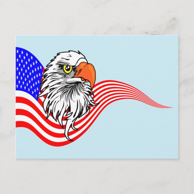 Carte Postale American Flag Bald Eagle Patriotique art (Devant)