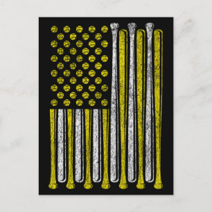 Carte Postale American Flag Softball Team Vintage Funny