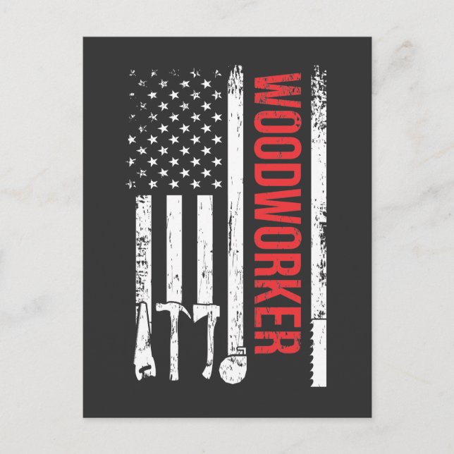 Carte Postale American Flag Woodworker Carpenter Tools Artiste (Devant)