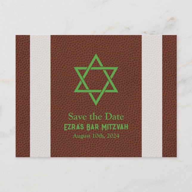 Carte Postale American Football Bar Mitzvah Enregistrer la date (Devant)