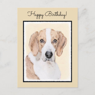 Carte Postale American Foxhound Painting - Joli art original chi