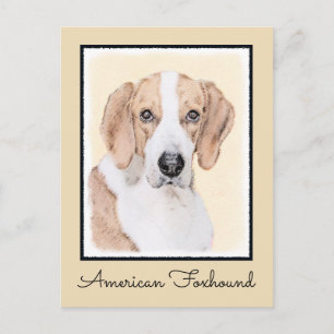 Carte Postale American Foxhound Painting - Joli art original chi