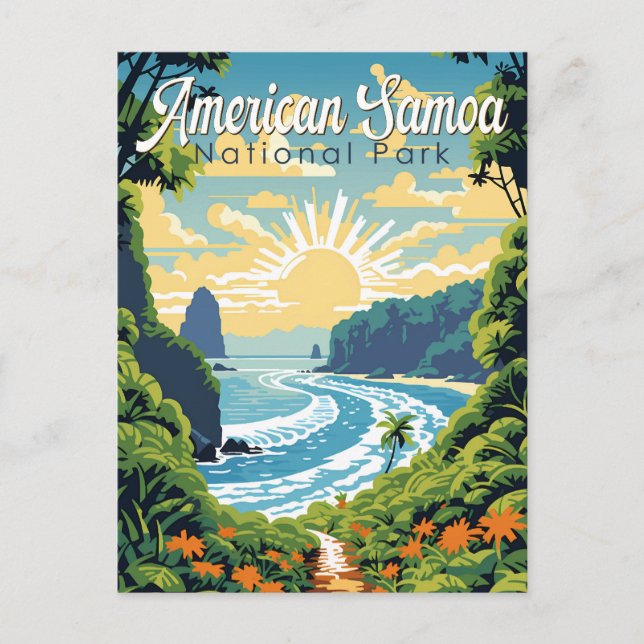 Carte Postale American Samoa National Park Illustration Retro (Devant)