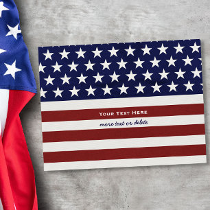 Carte Postale American USA Flag Patriotique Juillet 4 Blank Back