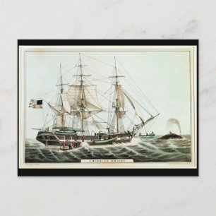 Carte Postale American Whaler, gravée par Nathaniel Currier
