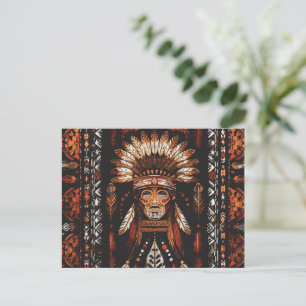 Carte Postale Amérindien Coiffure Ethnic Art Tribe