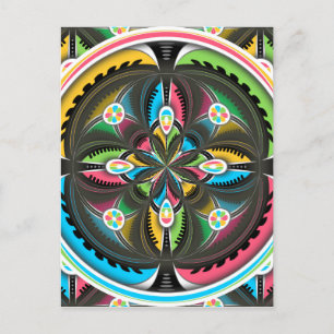 Carte Postale Amérindien Mandala Art Abstrait coloré