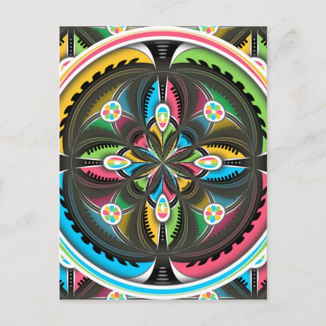 Carte Postale Amérindien Mandala Art Abstrait coloré (Devant)