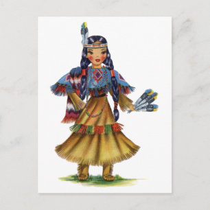 Carte Postale Amérindien vintage en tenue traditionnelle