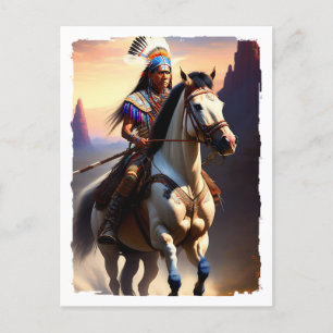 Carte postale amérindienne chef du cheval