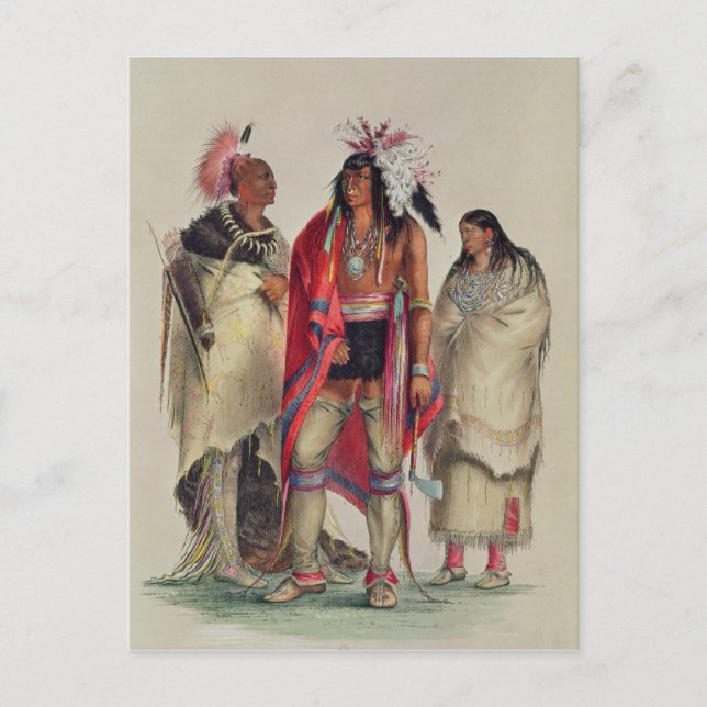 Carte Postale Amérindiens d'Amérique du Nord, vers 1832 (Devant)