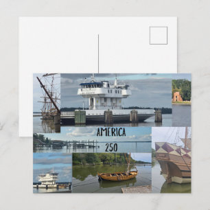 Carte Postale Amérique 250 Bateaux et Eau Jamestown/Williamsburg