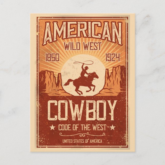 Carte Postale Amérique Cowboy Wild West (Devant)