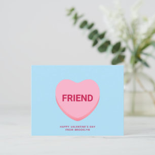 Carte Postale Ami conversation bleue coeur Saint Valentin