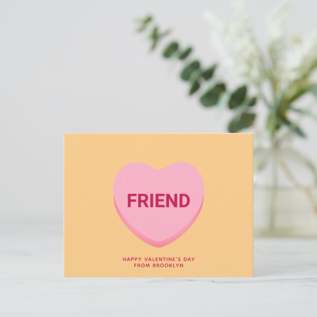 Carte Postale Ami conversation orange coeur Saint Valentin (Debout devant)