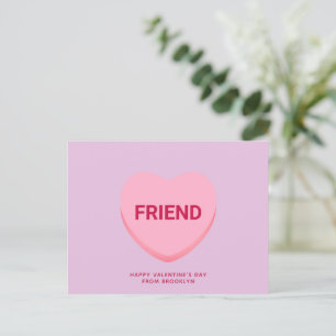 Carte Postale Ami conversation violet coeur Saint Valentin