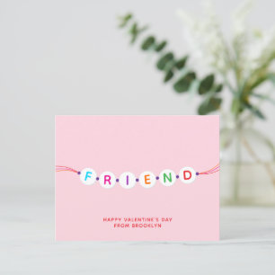 Carte Postale Ami mignon bracelet d'amitié rose Valentine