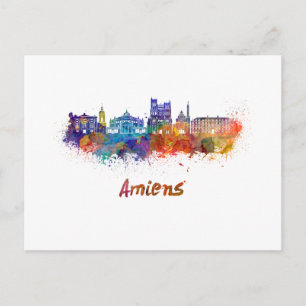 Carte Postale Amiens skyline en aquarelle