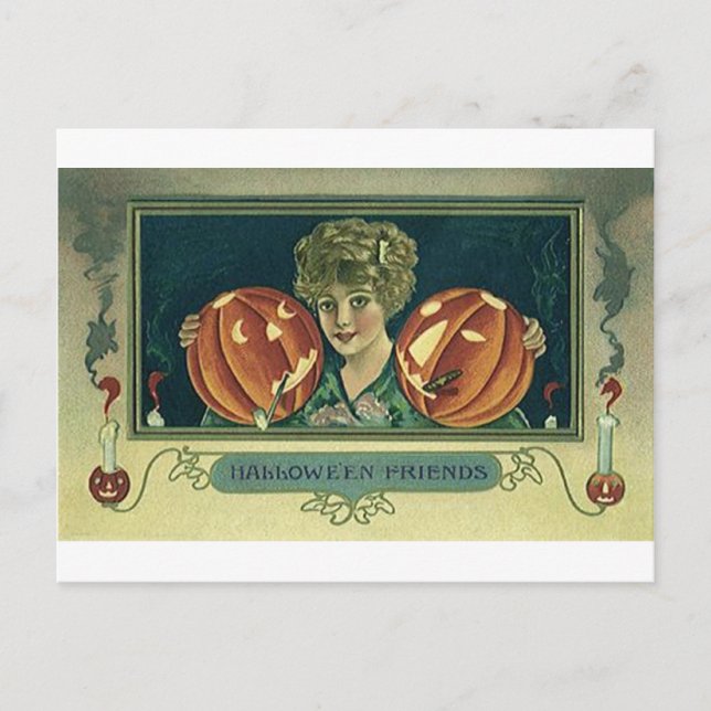 Carte Postale Amis d'Halloween - Citrouilles (Devant)