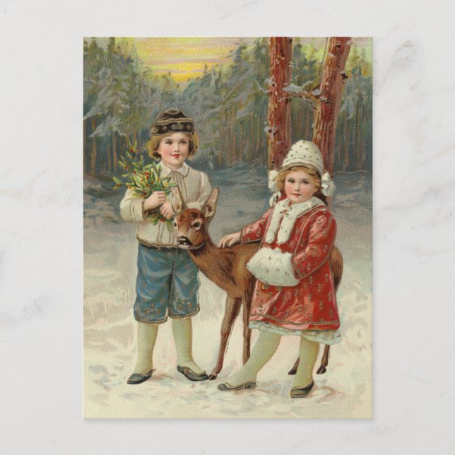 Carte Postale Amis d'hiver | Noël vintage (Devant)