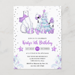 Carte Postale Amis d'hiver Ours polaire et manchots Anniversaire