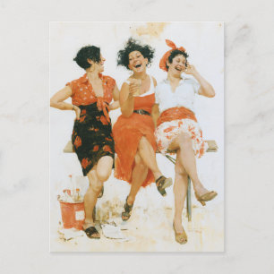 Carte Postale Amis joyeux de l'été vintage
