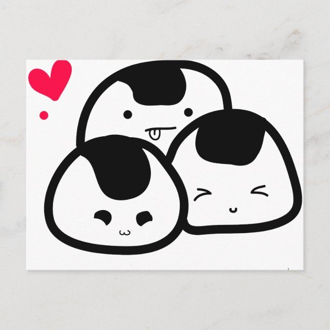 Carte Postale amis onigiri (Devant)