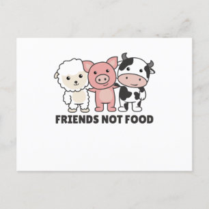Carte Postale Amis pas de nourriture Végétal mouton Vache de por