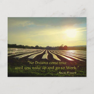 Carte postale Amish. Proverbe. Rêves. Work. Carte 