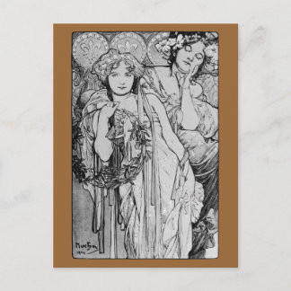 Carte Postale Amitié ~ Alphones Mucha ~ 1904