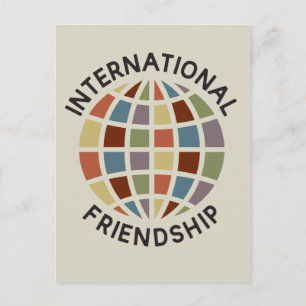 Carte Postale Amitié internationale avec icône du globe coloré